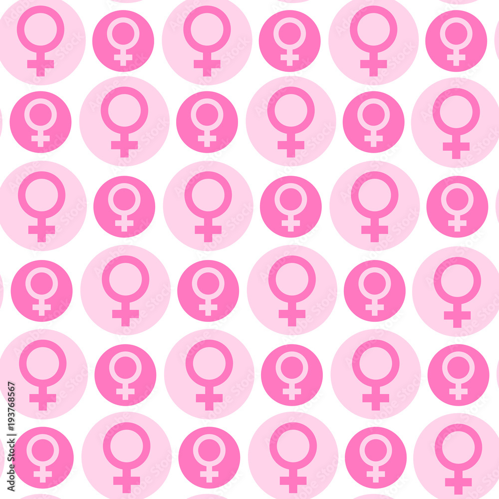 Seamless Pattern With Pink Female Symbols On White Background Vector Illustration Seamless Pattern With Pink Female Symbols On White Background Vector Illustration