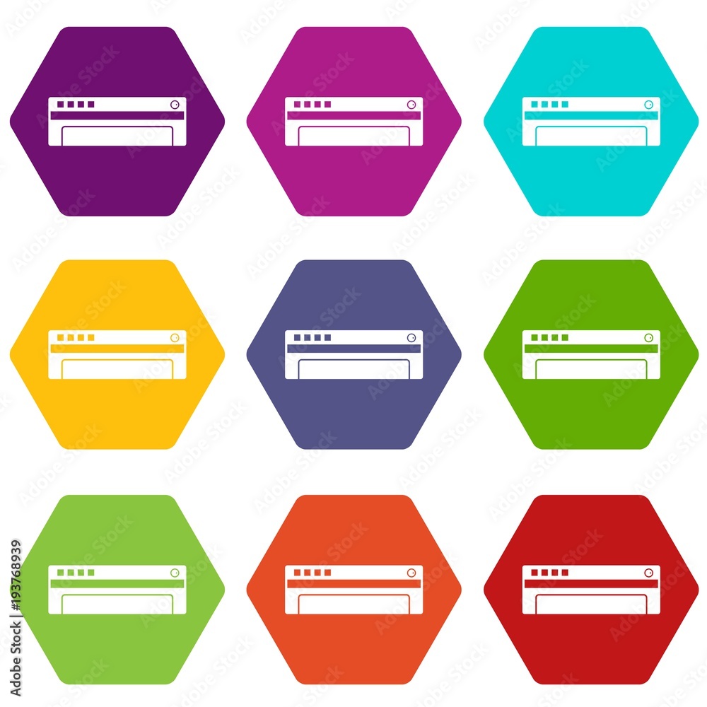 Conditioner icon set color hexahedron Conditioner icon set color hexahedron