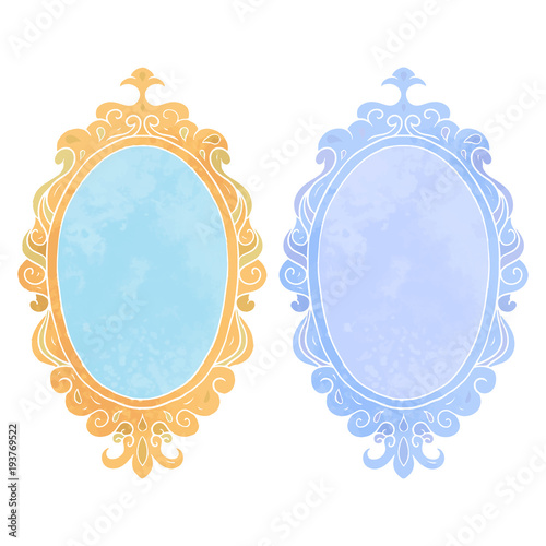 Hand painted watercolor mirrors in vintage frames