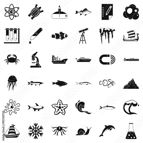 Care for ocean icons set, simple style