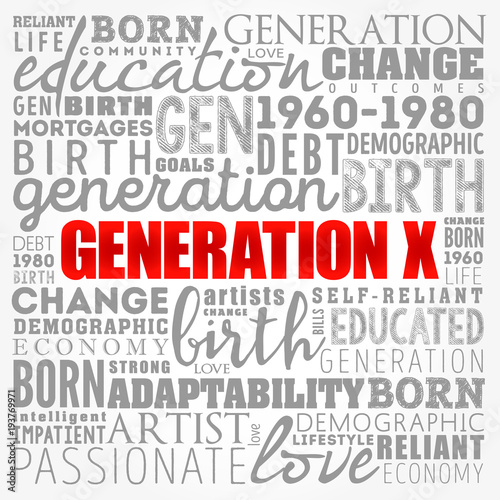 Generation X Word Cloud collage, concept background