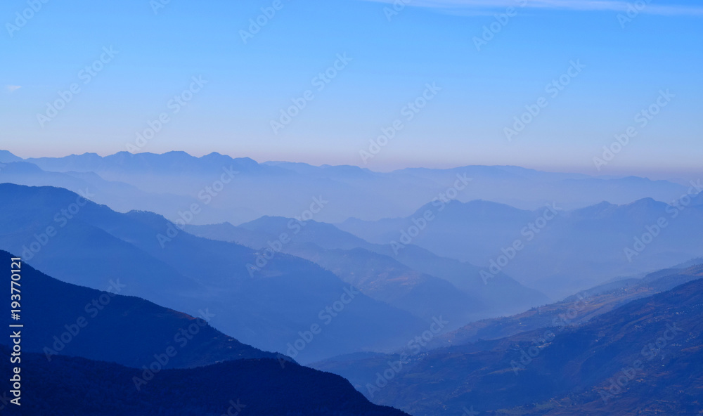 Hazy Himalayan mountains.. Beautiful Himalayas decorated with amazing colors.