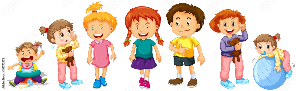 Boys and girls in different actions Boys and girls in different actions