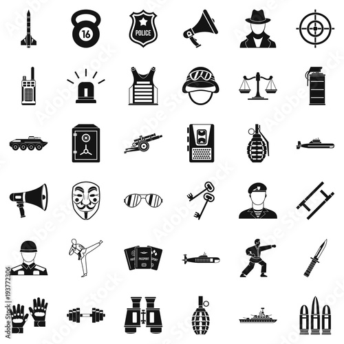 Police officer icons set, simple style