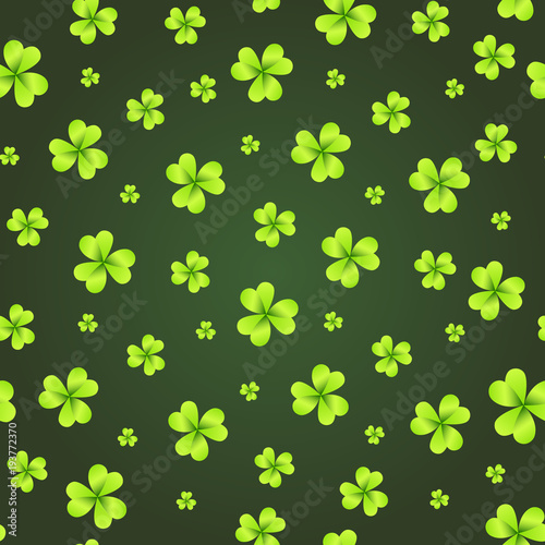 Shamrock Background St. Patricks Day Wallpaper Seamless Pattern With Clover Leaves Vector Illustration