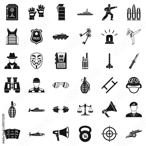 Cop icons set, simple style