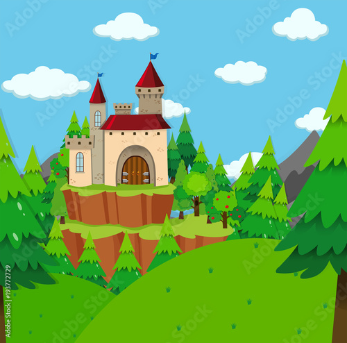 Castle tower in the forest