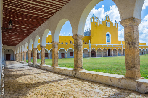 Monastery of the  the yellow city of Izamal in Yucatan, Mexico photo
