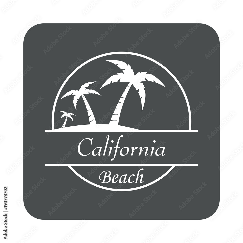 Icono plano California Beach en cuadrado gris