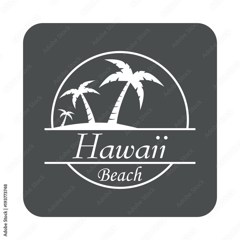 Icono plano Hawaii Beach en cuadrado gris