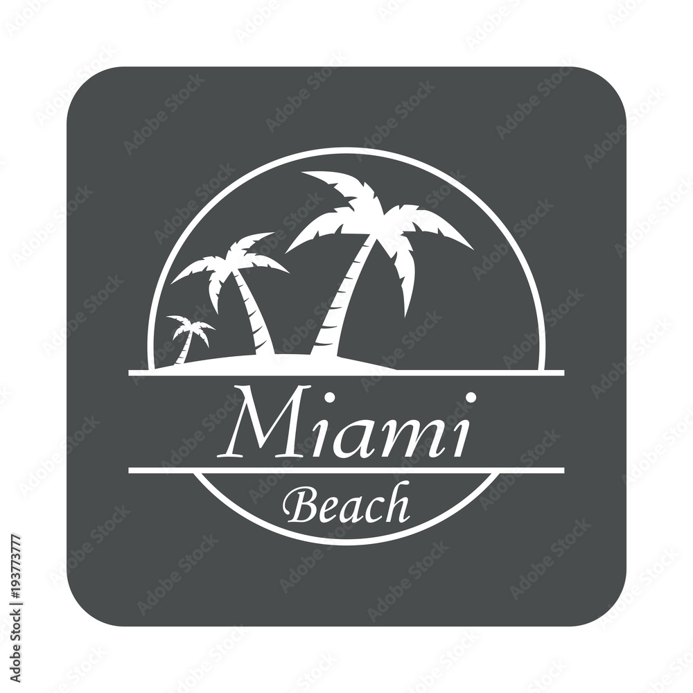 Icono plano Miami Beach en cuadrado gris