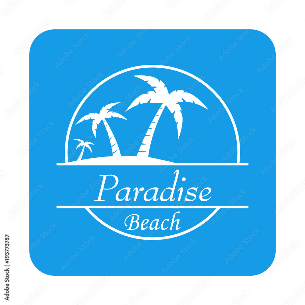 Icono plano Paradise Beach en cuadrado azul