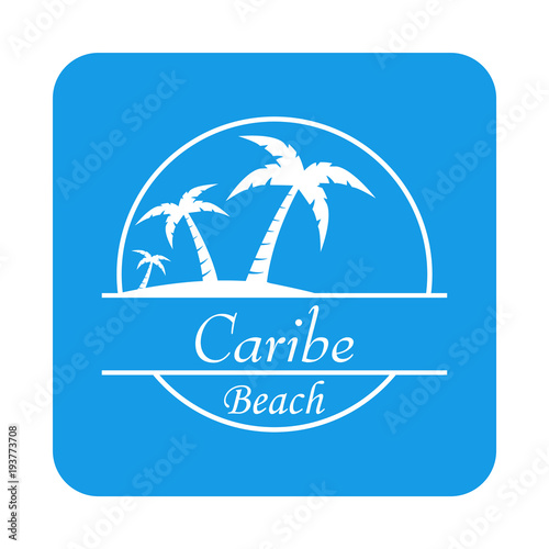 Wallpaper Mural Icono plano Caribe Beach en cuadrado azul Torontodigital.ca