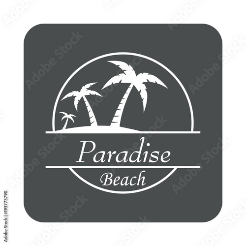 Wallpaper Mural Icono plano Paradise Beach en cuadrado gris Torontodigital.ca