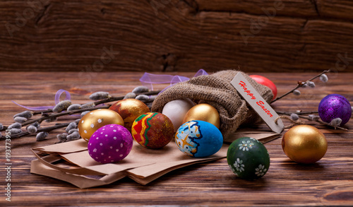Obraz na płótnie Colored ester eggs w salonie
