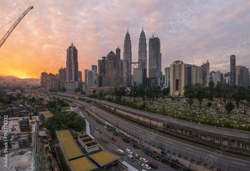 Kuala Lumpur urban and rural cityscape at sunrise, Malaysia