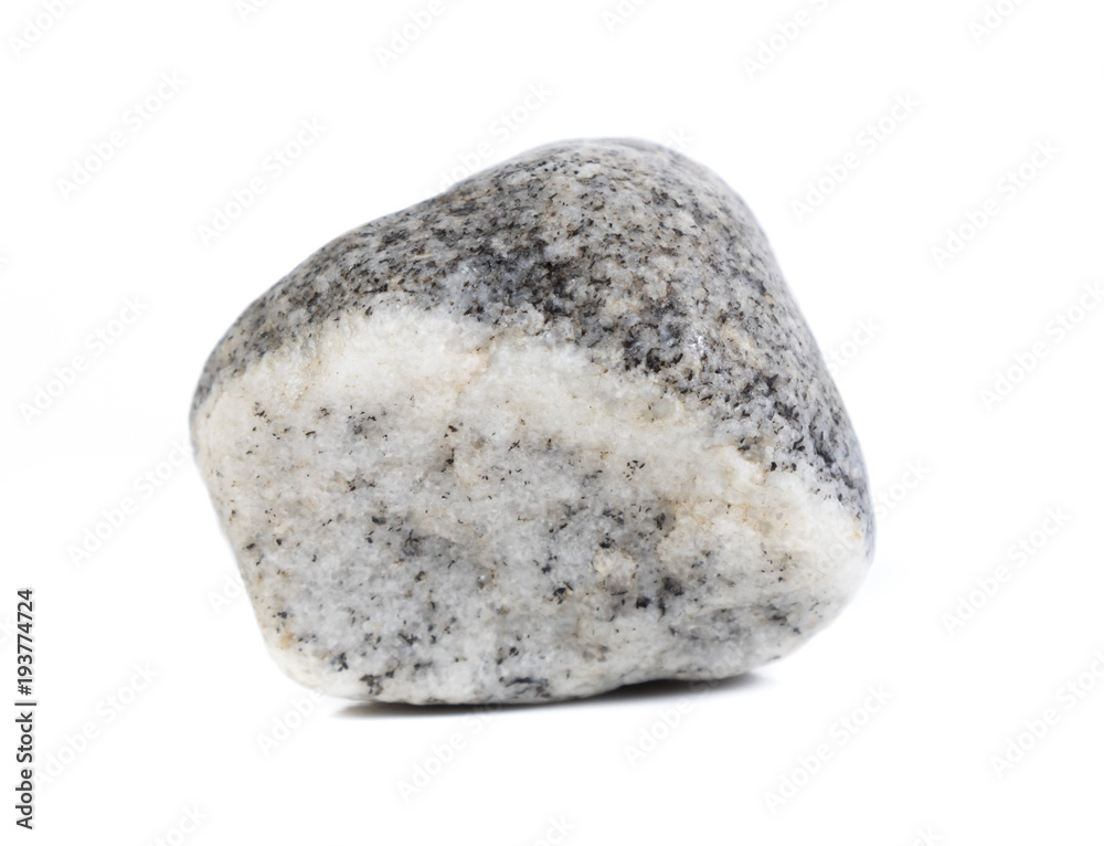 Single natural stone on white background, close-up Single natural stone on white background, close-up