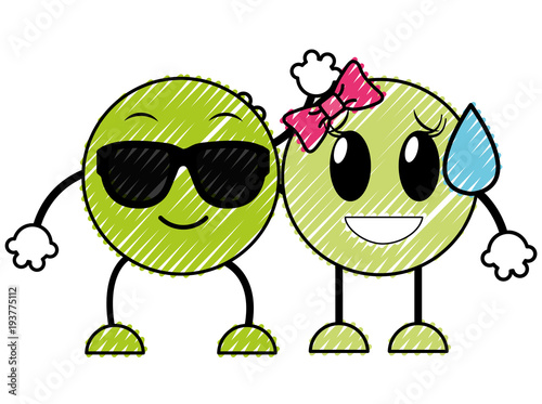 doodle couple cool and shame laugh face emoji