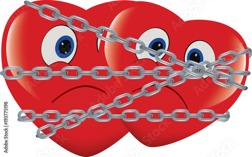 cuore rosso immobilizzato e incatenato