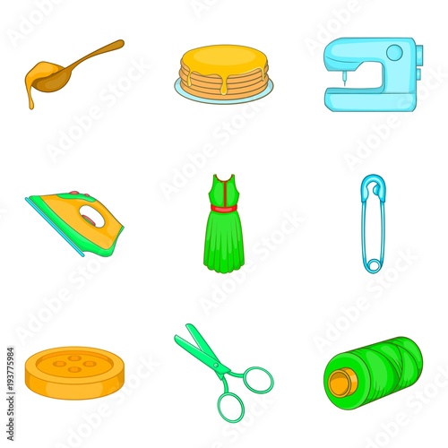 Asset icons set, cartoon style