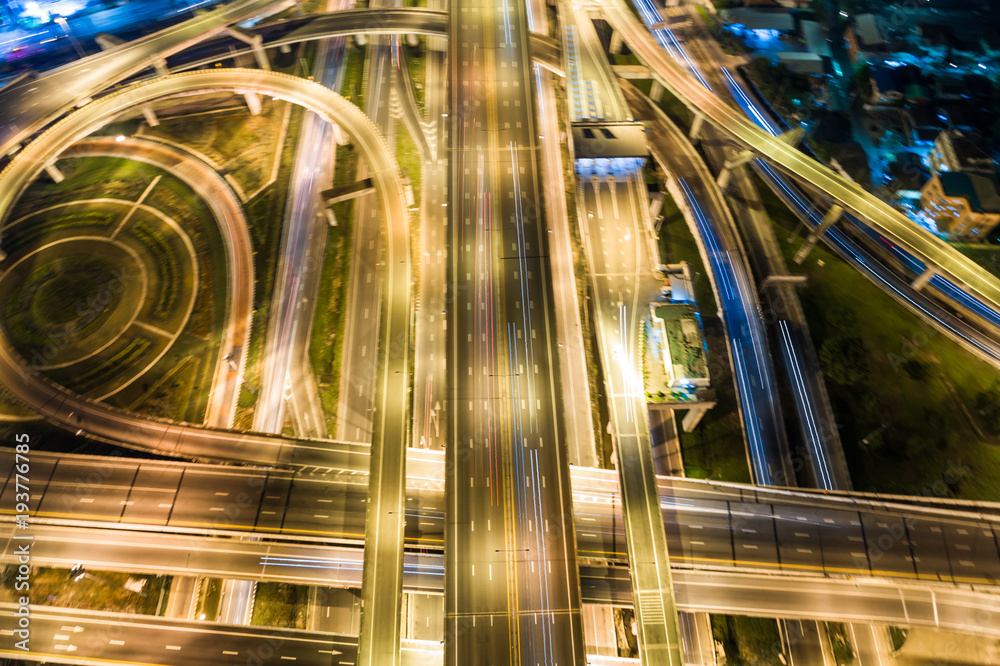 Transport car movement with light on the highway road