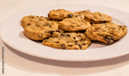 Chocolate Chip Cookies on Plate 