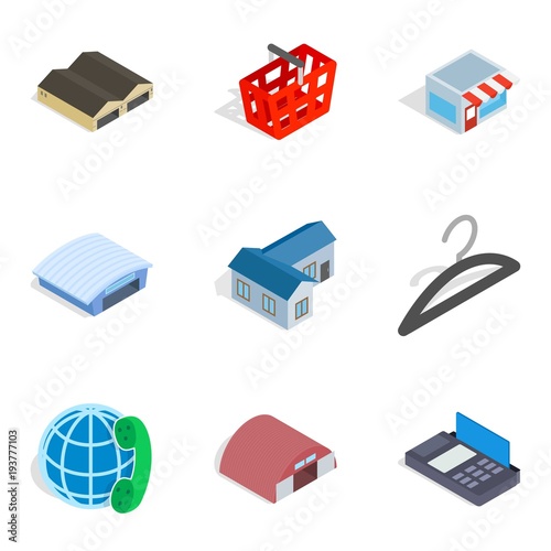 Homeowner icons set, isometric style
