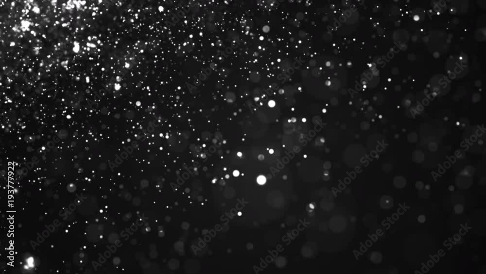 dust particles, abstract floating particles on black background, glittering particles with bokeh,  4K slow motion animation