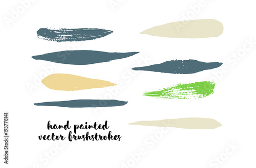 Green Stripes or Lines. Hand Painted Vector Ink Banners. Vintage Logo Stains, Graffiti Doodle. Spring Green Stripes, Hipster Vector Brushstrokes. Funky Grunge Frame Element, Button or Brushed Banners