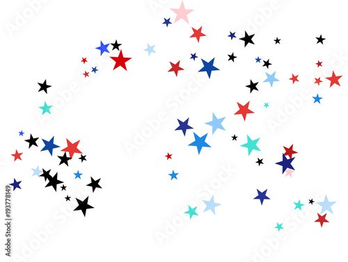 American Patriotic Deign, Vector Blue, Red, White Stars Confetti. Labor, Independence, Memorial Day, 4th of July Election Frame. American Patriotic Design, UK, Australia Freedom Falling Stars Texture.
