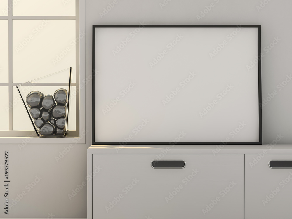 Poster with Frame Mockup in interior. 3D Poster with Frame Mockup in interior. 3D