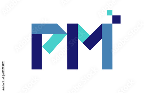 PM Digital Ribbon Letter Logo