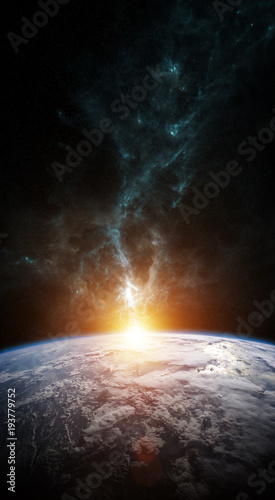 Fototapeta samoprzylepna Planeta Ziemia w kosmosie Elementy renderowania 3D tego obrazu dostarczone przez NASA