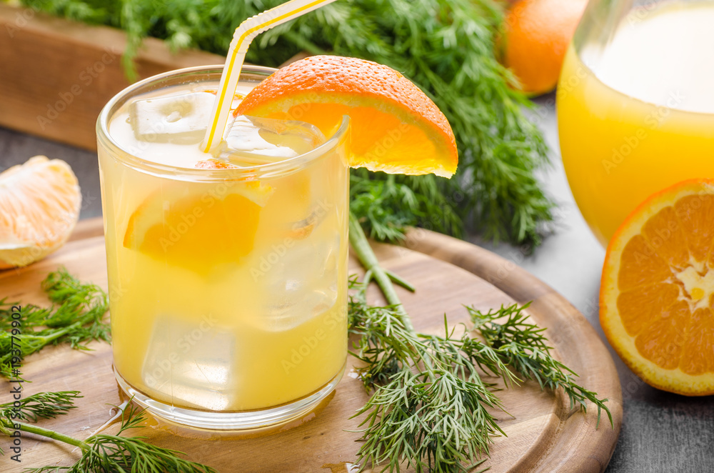 Fresh juice orange with ice