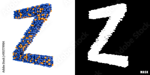Litera z 3D sześciany kwadraty klocki piksele © vempireart