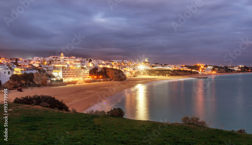 Albufeira, a city on the Atlantic coast at night, a beautiful city landscape