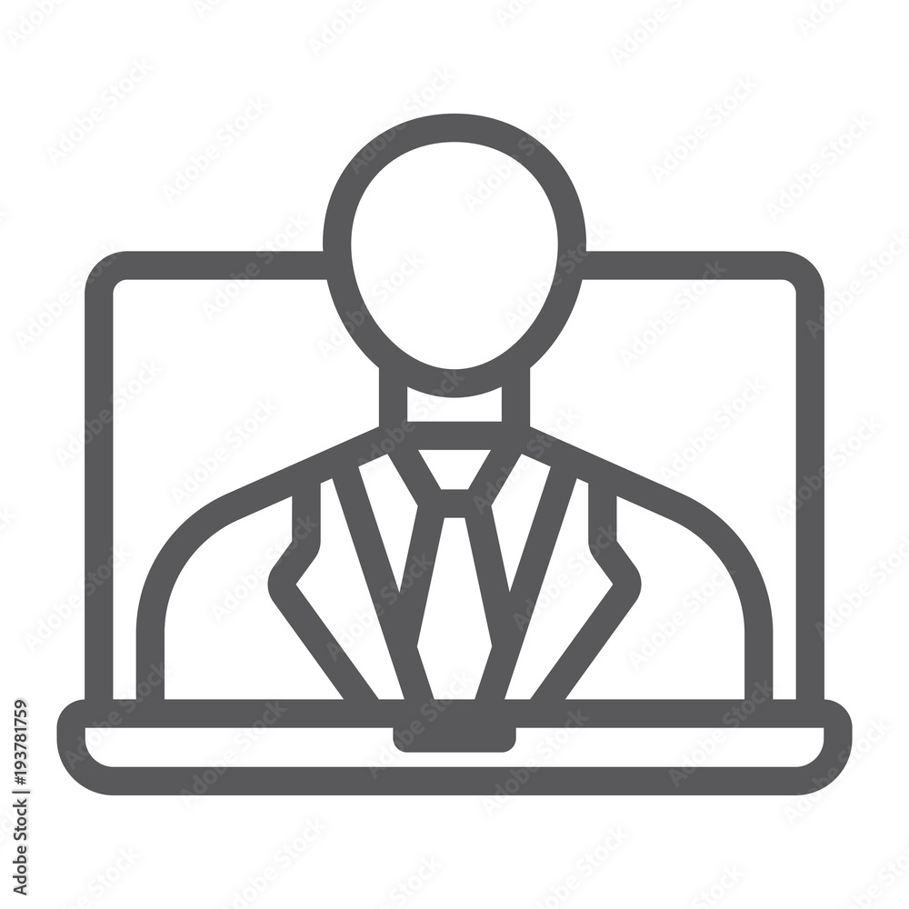 Webinar line icon, e learning and education, business training sign vector graphics, a linear pattern on a white background, eps 10. Webinar line icon, e learning and education, business training sign vector graphics, a linear pattern on a white background, eps 10.