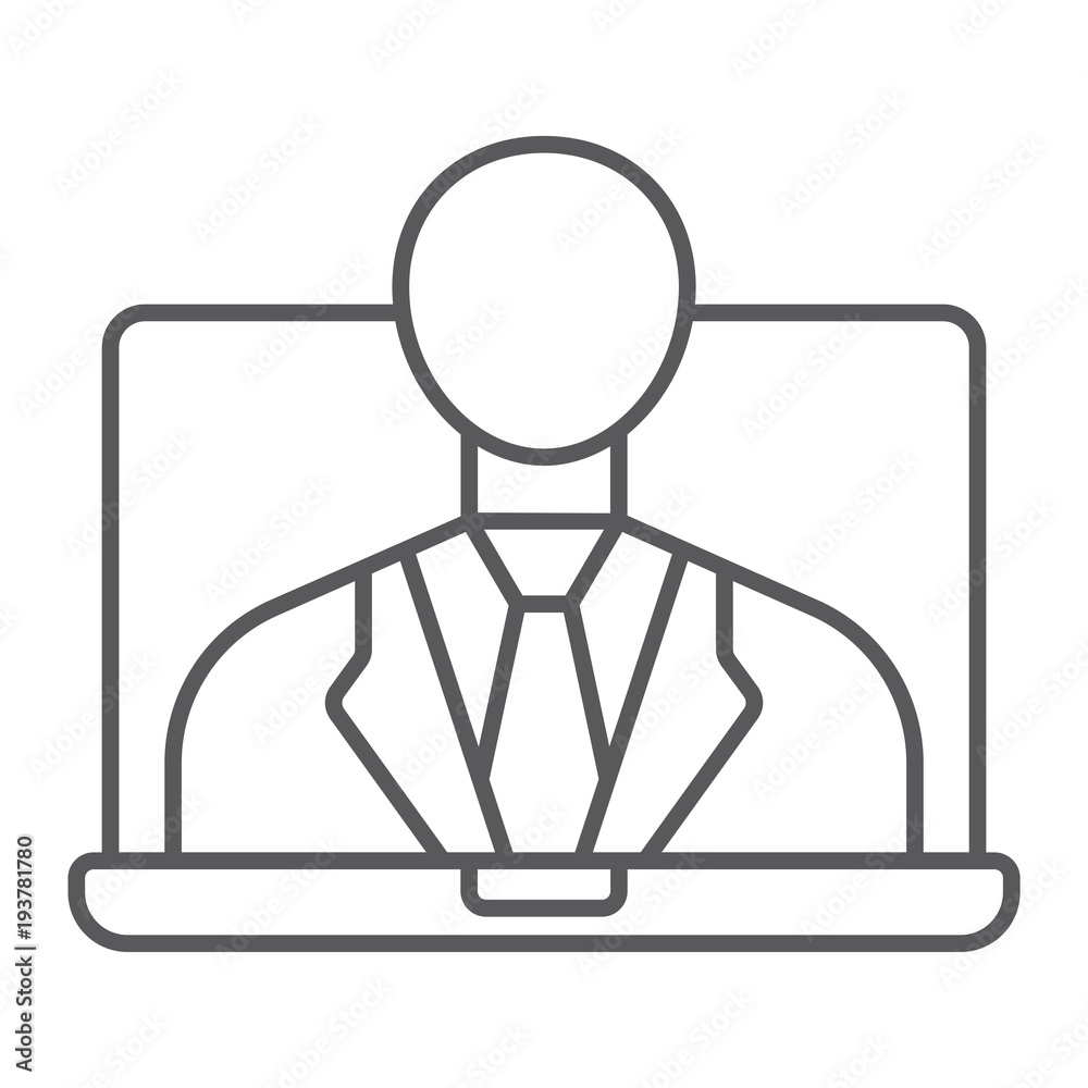 Webinar thin line icon, e learning and education, business training sign vector graphics, a linear pattern on a white background, eps 10. Webinar thin line icon, e learning and education, business training sign vector graphics, a linear pattern on a white background, eps 10.