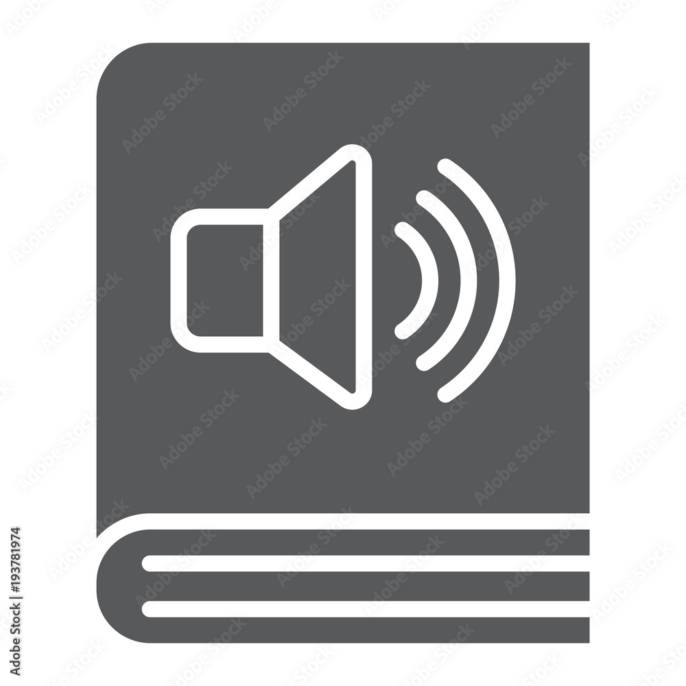Audio book glyph icon, e learning and education, e book sign vector graphics, a solid pattern on a white background, eps 10. Audio book glyph icon, e learning and education, e book sign vector graphics, a solid pattern on a white background, eps 10.