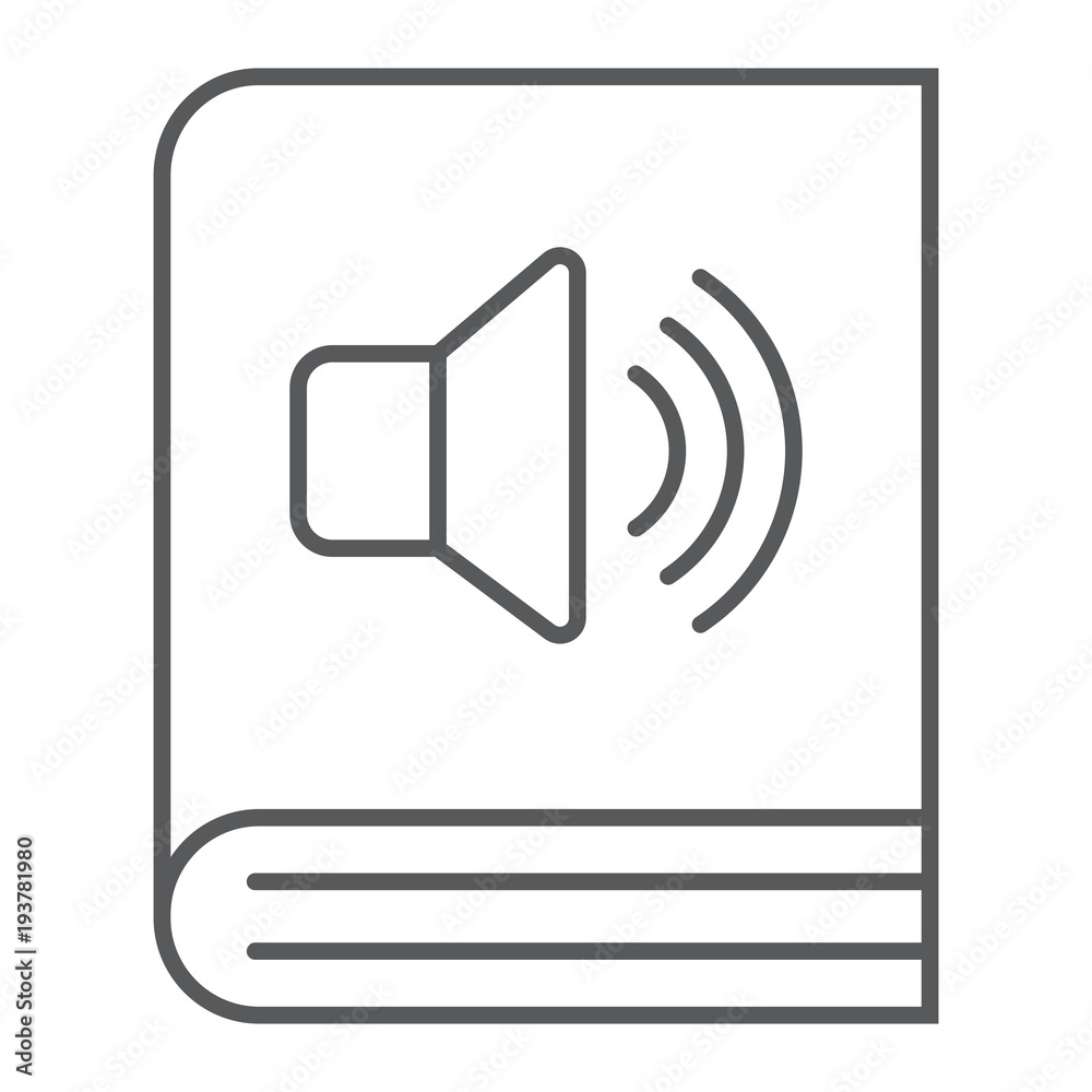 Audio book thin line icon, e learning and education, e book sign vector graphics, a linear pattern on a white background, eps 10. Audio book thin line icon, e learning and education, e book sign vector graphics, a linear pattern on a white background, eps 10.