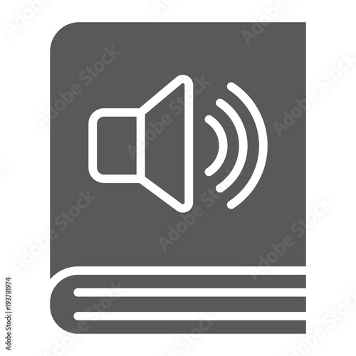 Audio book glyph icon, e learning and education, e book sign vector graphics, a solid pattern on a white background, eps 10.