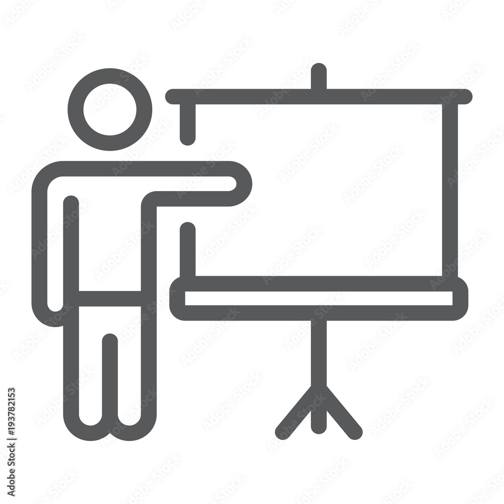 Training line icon, e learning and education, presentation sign vector graphics, a linear pattern on a white background, eps 10. Training line icon, e learning and education, presentation sign vector graphics, a linear pattern on a white background, eps 10.