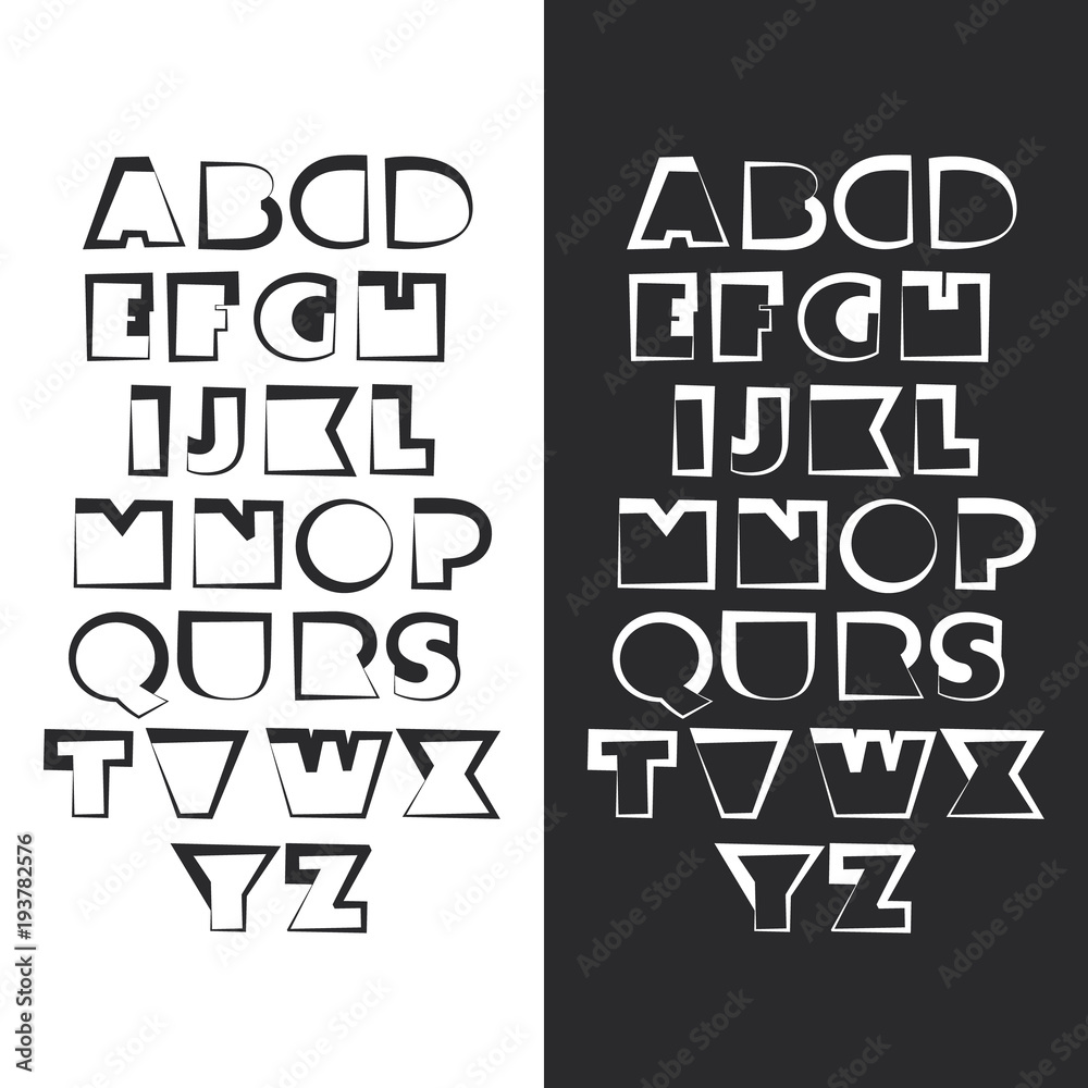     Modern Black and White Bold Font Set Design