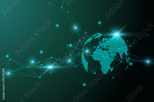 Virtual Graphic Background Communication with World Globe. A sense of science and technology. Digital data visualization. Vector illustration