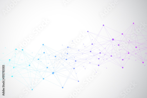 Geometric abstract background with connected lines and dots. Big data composition. Molecule and communication background. Graphic background for your design. Vector illustration.