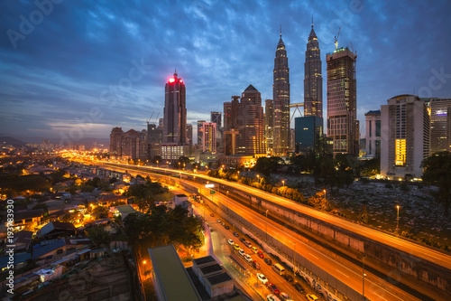 Kuala Lumpur city skyline in sunset