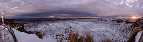 Winter sunset on the top of canyon in Utah USA