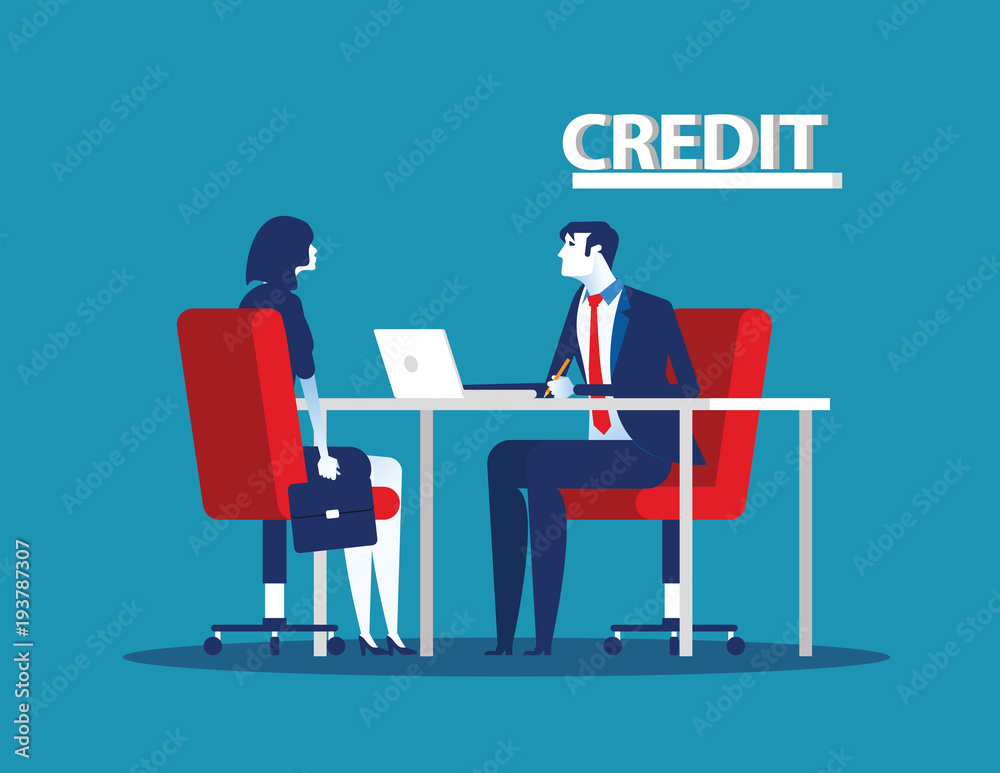 Credit manager character at bank office. Concept business vector illustration. Credit manager character at bank office. Concept business vector illustration.