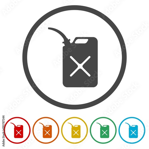 Jerrycan fuel icon, 6 Colors Included