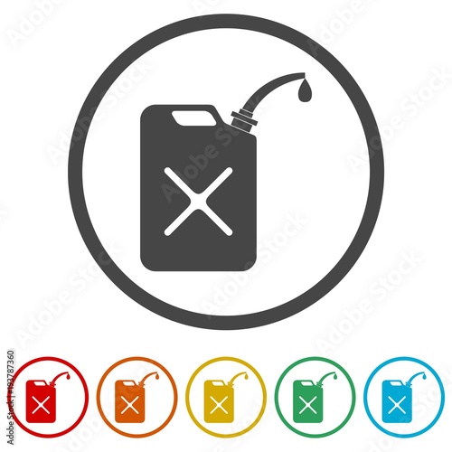 Jerrycan fuel icon, 6 Colors Included